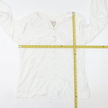 Mantaray Women’s White Embroidered Tunic Blouse Size 12 Viscose