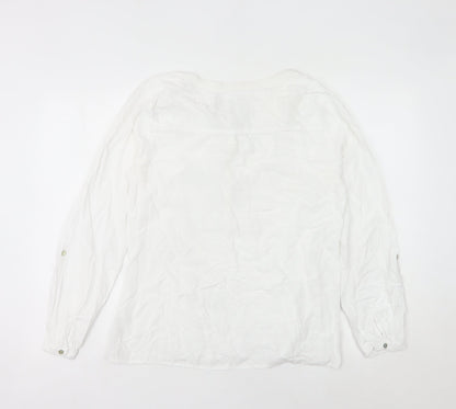 Mantaray Women’s White Embroidered Tunic Blouse Size 12 Viscose