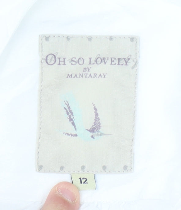 Mantaray Women’s White Embroidered Tunic Blouse Size 12 Viscose