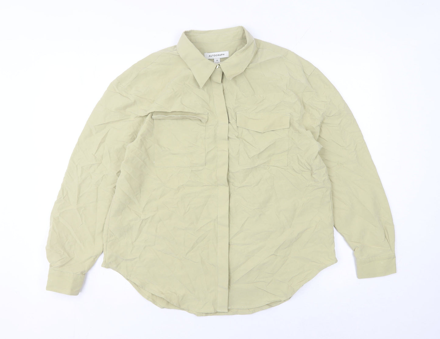 Womens UK Size 10 Marks and Spencer Beige Basic Button-Up