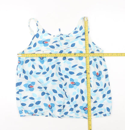 Next Women’s Blue Floral Cotton Camisole Top UK 12 Summer Sleeveless