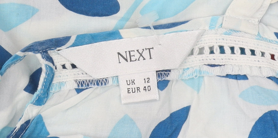 Next Women’s Blue Floral Cotton Camisole Top UK 12 Summer Sleeveless