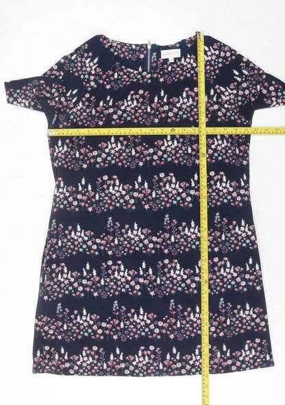 Apricot Women Blue Floral Shift Dress Size 12 Knee Length Short Sleeve