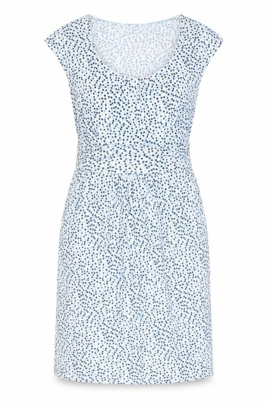 Front view of Boden Women’s Multicoloured Polka Dot Knee Length Sheath Dress, size UK 10