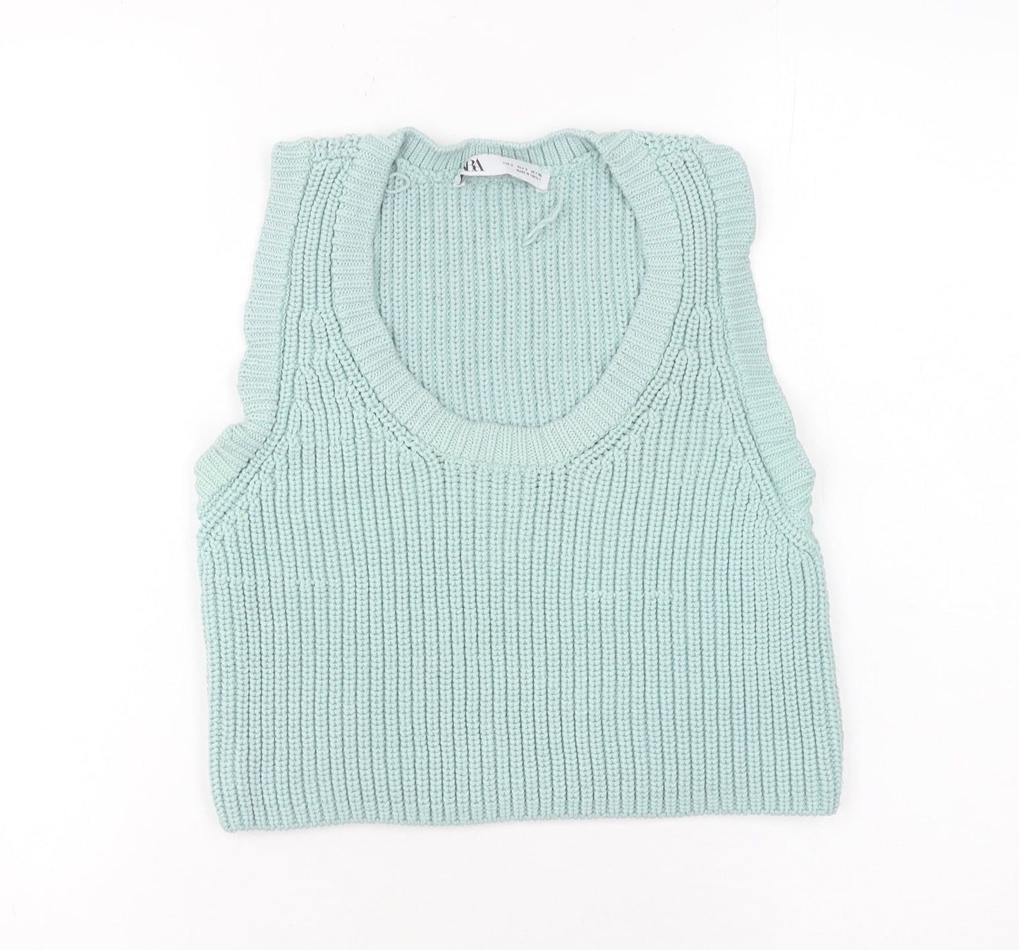 Womens UK Size S Zara Green Vest Jumper