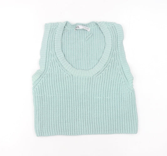Womens UK Size S Zara Green Vest Jumper