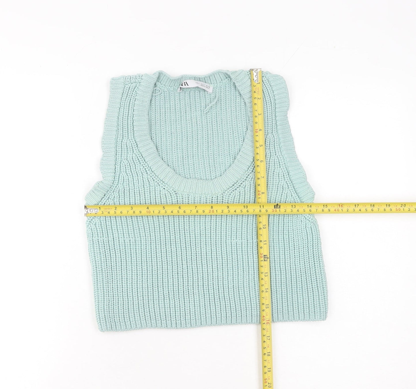 Womens UK Size S Zara Green Vest Jumper