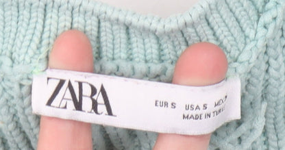 Womens UK Size S Zara Green Vest Jumper