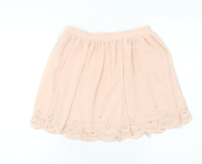 Marks and Spencer Women Pink 2XS A-Line Beaded Chiffon Short Skirt