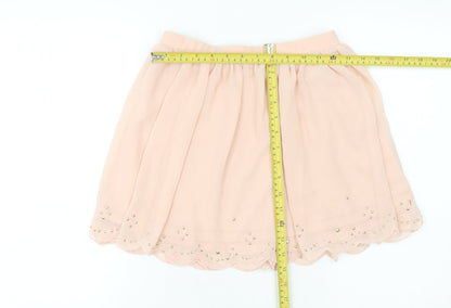 Marks and Spencer Women Pink 2XS A-Line Beaded Chiffon Short Skirt