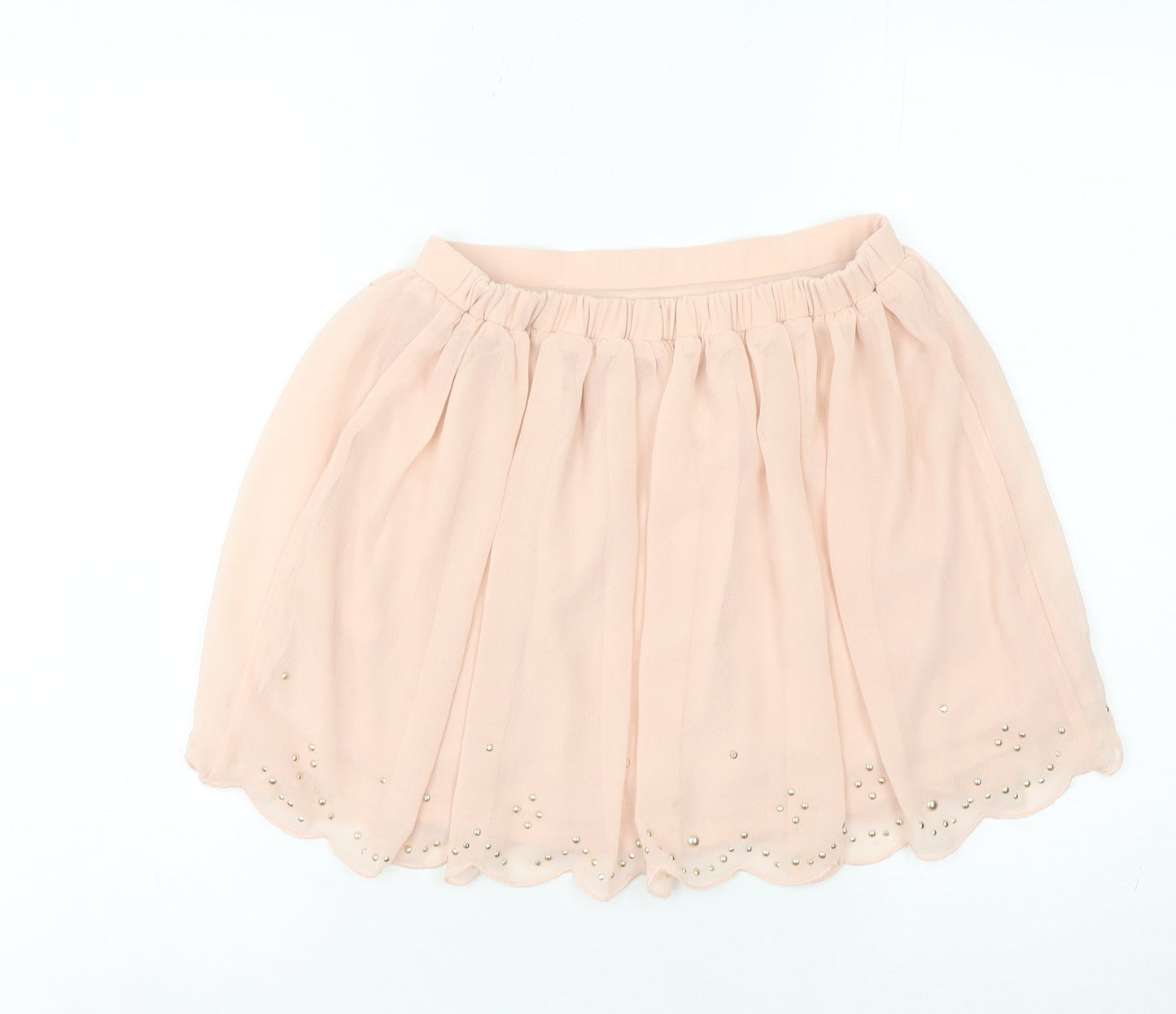 Marks and Spencer Women Pink 2XS A-Line Beaded Chiffon Short Skirt