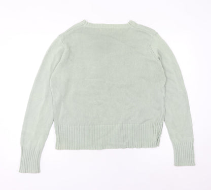 EWM Women's Green Size 18 Crew Neck Cotton Pullover Jumper