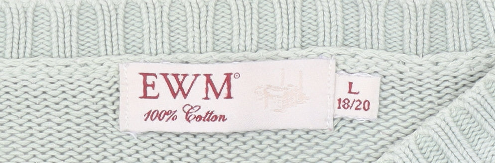 EWM Women's Green Size 18 Crew Neck Cotton Pullover Jumper