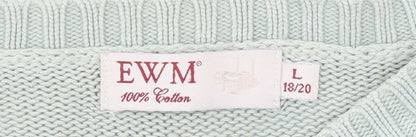EWM Women's Green Size 18 Crew Neck Cotton Pullover Jumper