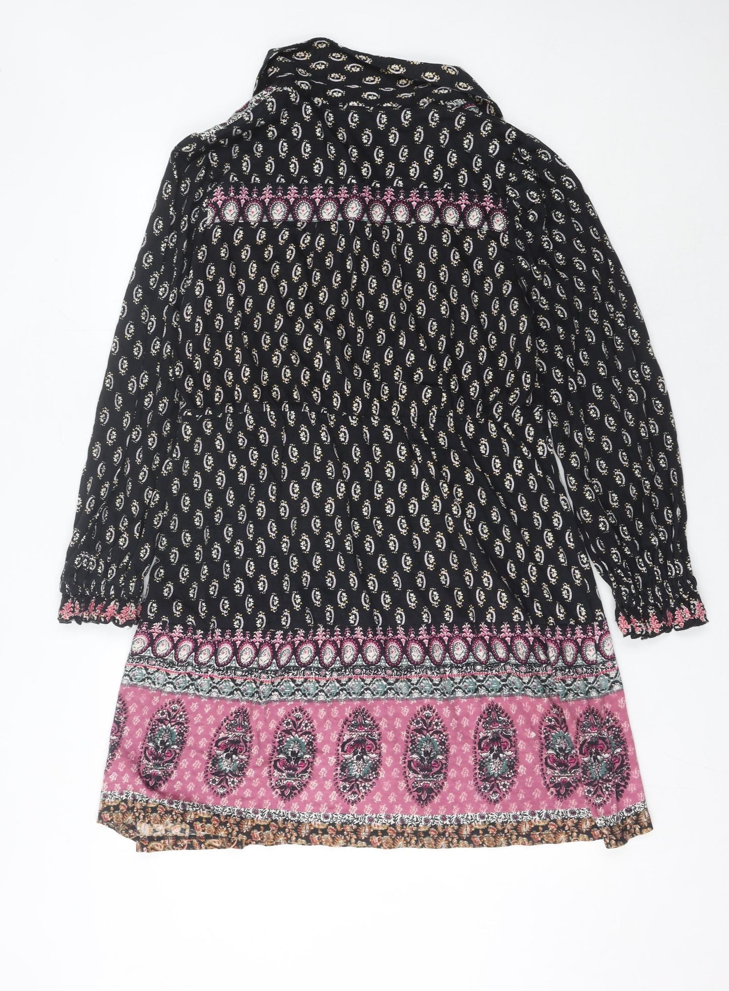 Monsoon Women's Black Paisley Embroidered Shirt Dress M