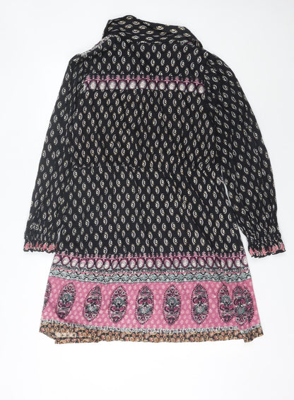 Monsoon Women's Black Paisley Embroidered Shirt Dress M