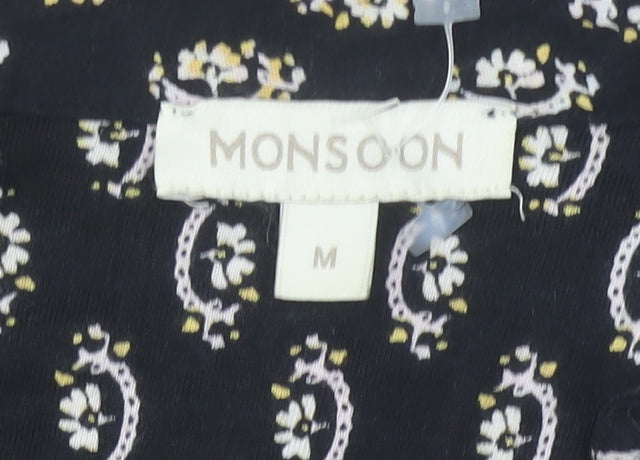 Monsoon Women's Black Paisley Embroidered Shirt Dress M