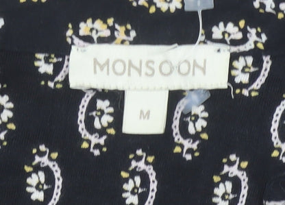 Monsoon Women's Black Paisley Embroidered Shirt Dress M