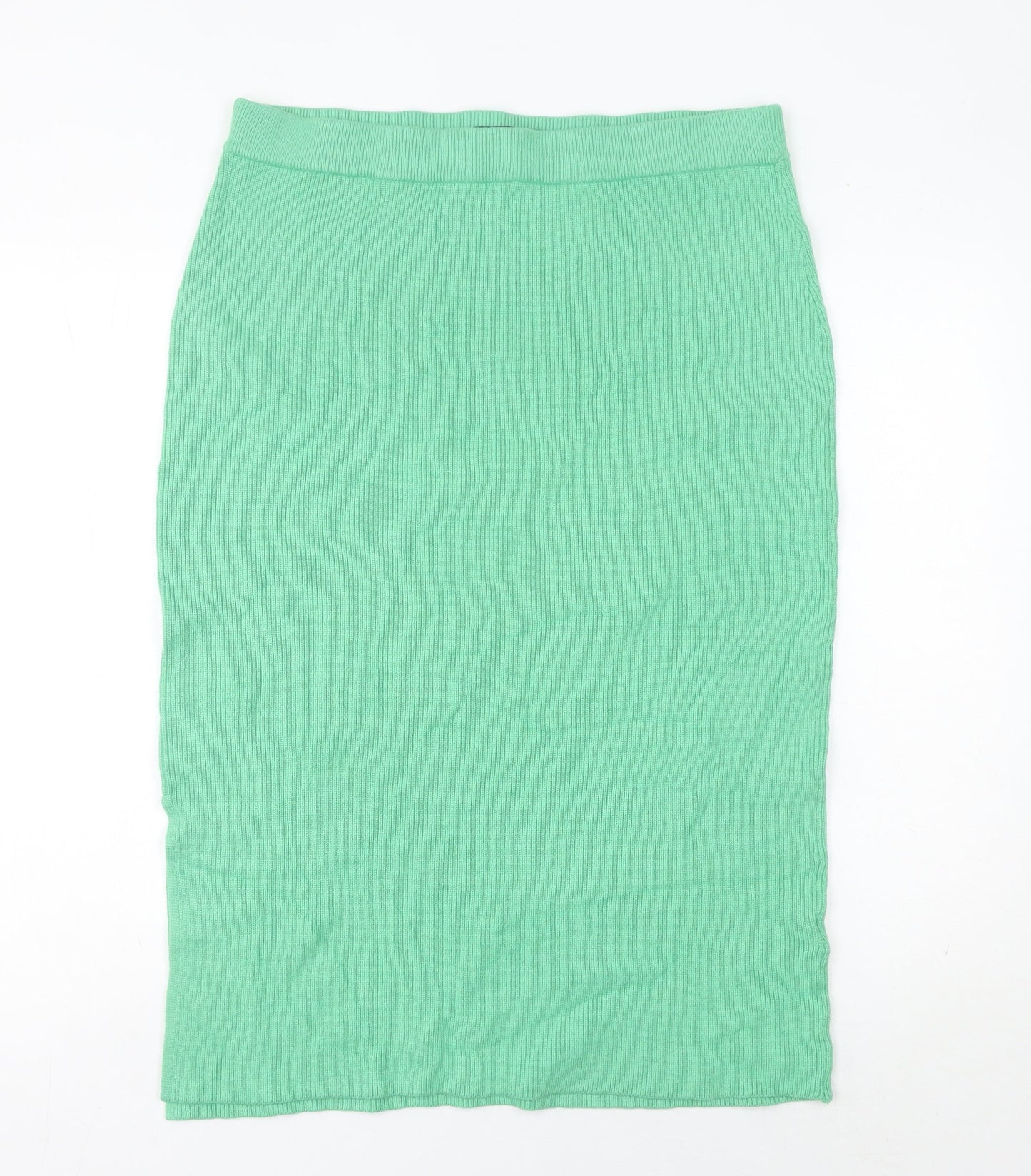 Marks and Spencer Women’s Green Midi Pencil Skirt Size L Elastic Waist Stretch