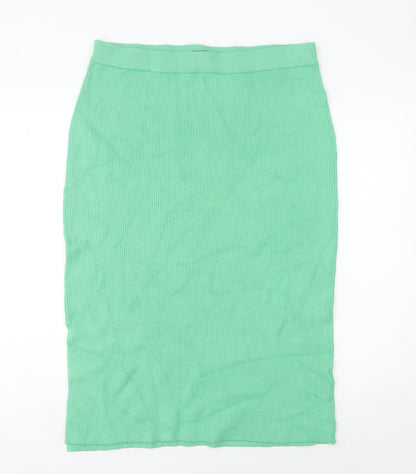 Marks and Spencer Women’s Green Midi Pencil Skirt Size L Elastic Waist Stretch