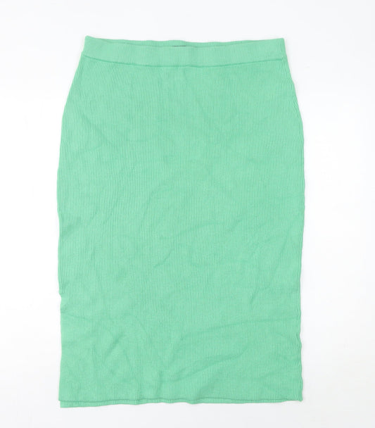 Marks and Spencer Women’s Green Midi Pencil Skirt Size L Elastic Waist Stretch