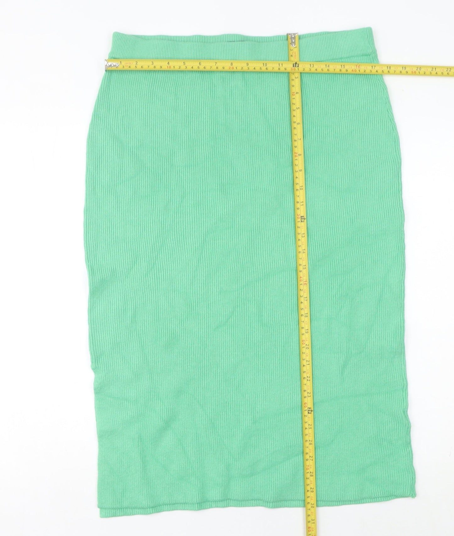 Marks and Spencer Women’s Green Midi Pencil Skirt Size L Elastic Waist Stretch