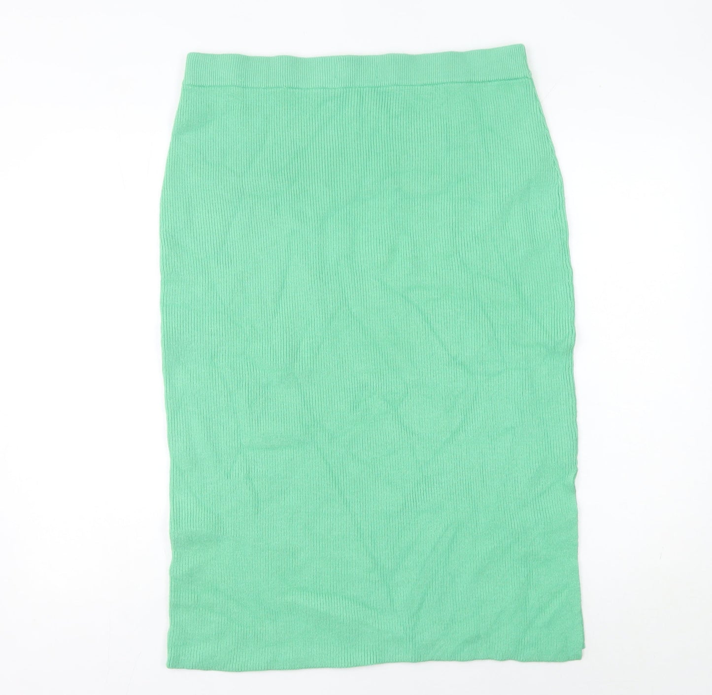 Marks and Spencer Women’s Green Midi Pencil Skirt Size L Elastic Waist Stretch
