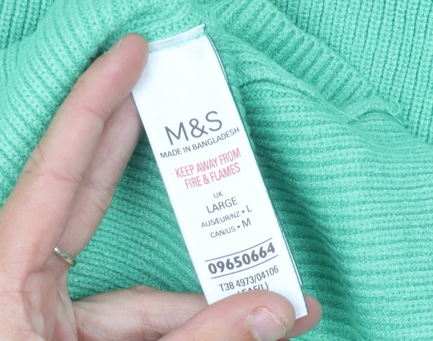 Marks and Spencer Women’s Green Midi Pencil Skirt Size L Elastic Waist Stretch