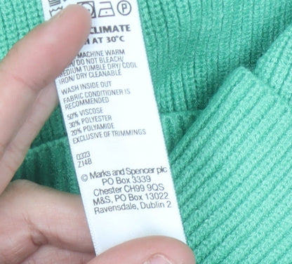 Marks and Spencer Women’s Green Midi Pencil Skirt Size L Elastic Waist Stretch