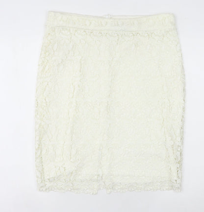 Matalan Ivory Lace Pencil Skirt Women’s Size 16 Knee Length Formal Wear