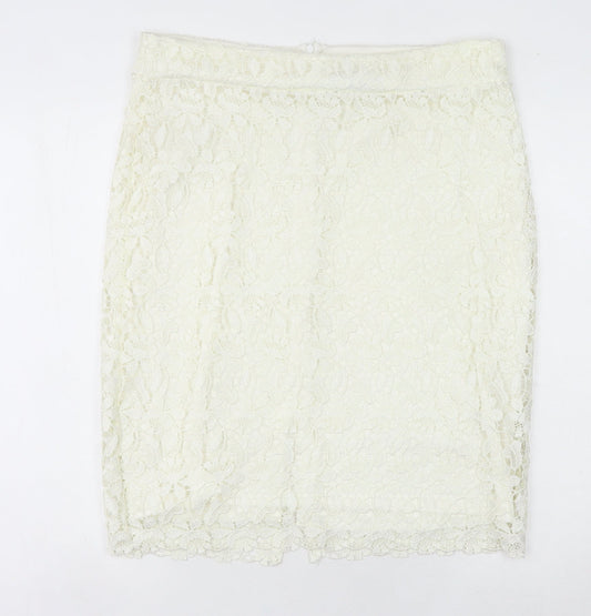 Matalan Ivory Lace Pencil Skirt Women’s Size 16 Knee Length Formal Wear