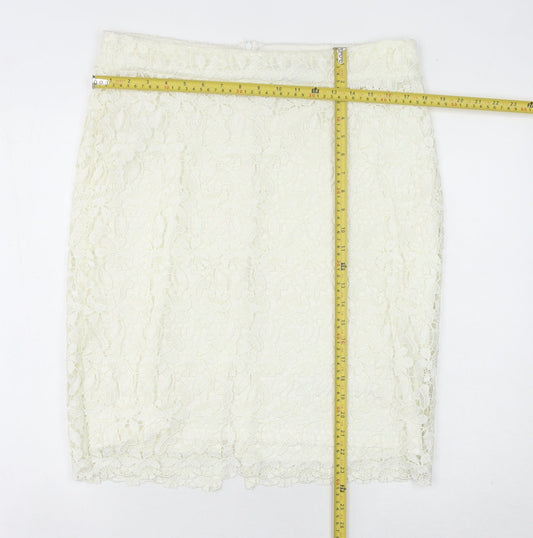 Matalan Ivory Lace Pencil Skirt Women’s Size 16 Knee Length Formal Wear