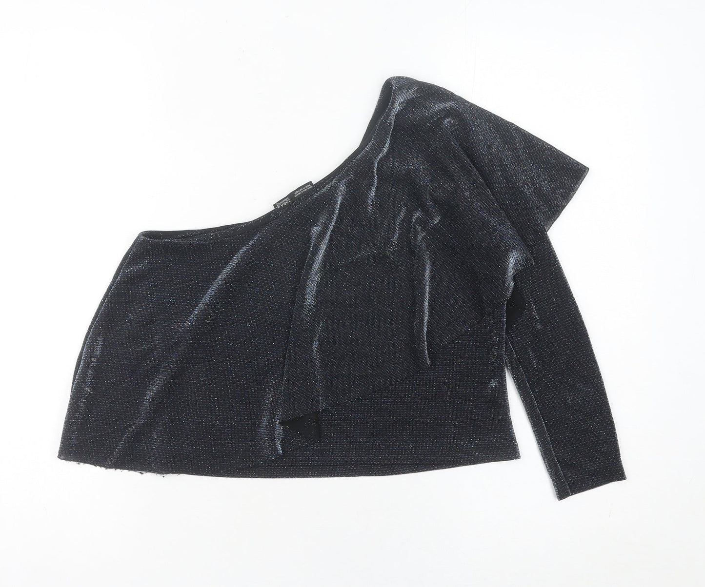 Womens UK Size S Zara Black Cropped Blouse
