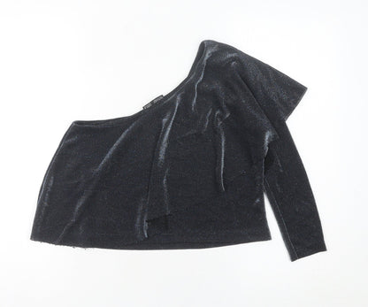 Womens UK Size S Zara Black Cropped Blouse