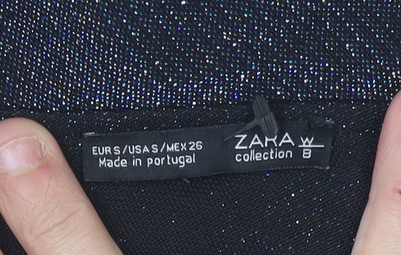 Womens UK Size S Zara Black Cropped Blouse
