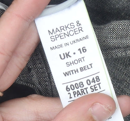 Womens UK Size 16 Marks and Spencer Regular Fit Casual Travel Grey Trousers