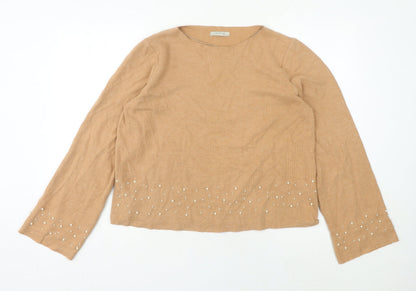 Womens UK Size 12 Zara Trafaluc Beige Pullover Jumper