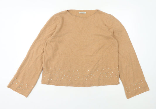 Womens UK Size 12 Zara Trafaluc Beige Pullover Jumper