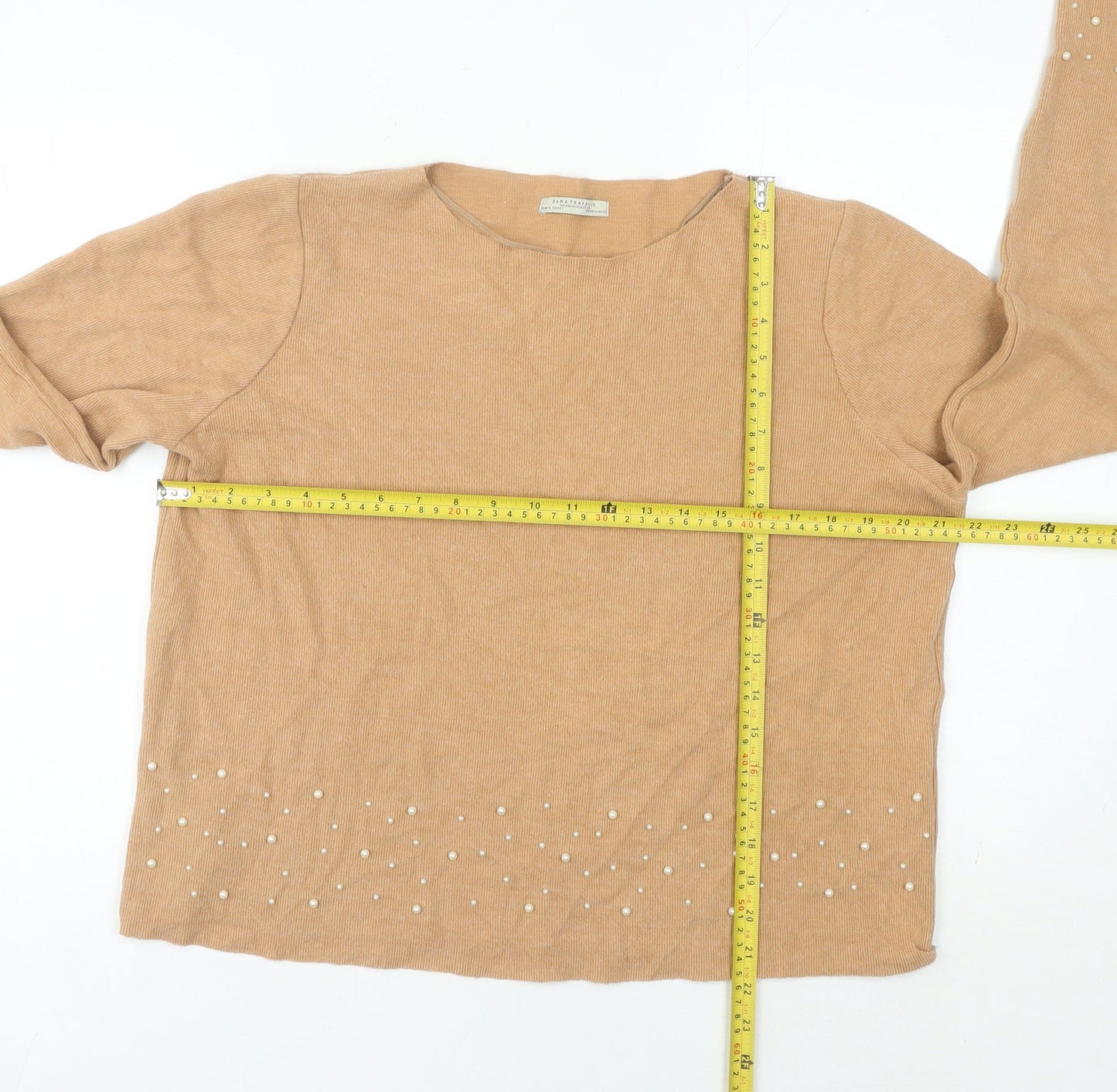 Womens UK Size 12 Zara Trafaluc Beige Pullover Jumper