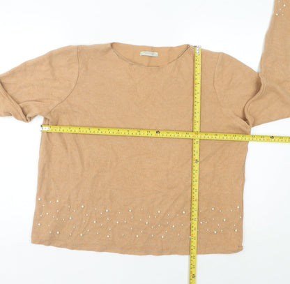 Womens UK Size 12 Zara Trafaluc Beige Pullover Jumper