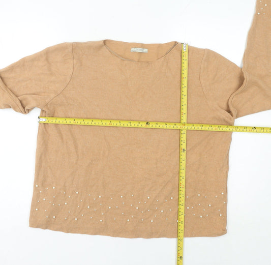 Womens UK Size 12 Zara Trafaluc Beige Pullover Jumper
