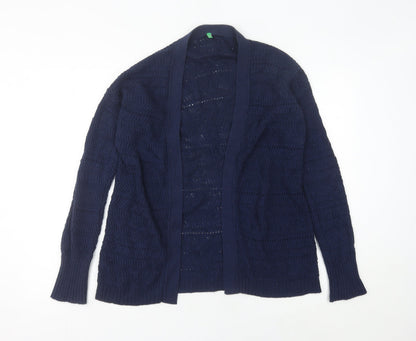 Womens UK Size S United Colors of Benetton Blue Cardigan Jumper