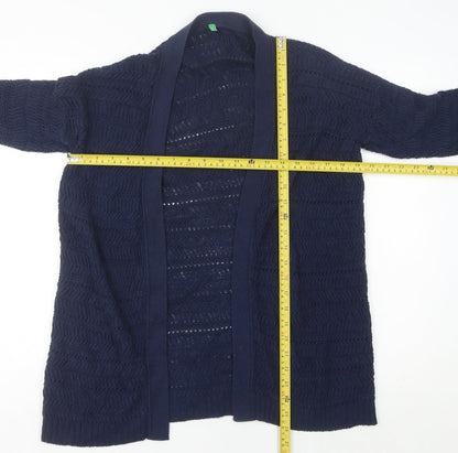 Womens UK Size S United Colors of Benetton Blue Cardigan Jumper