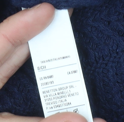 Womens UK Size S United Colors of Benetton Blue Cardigan Jumper