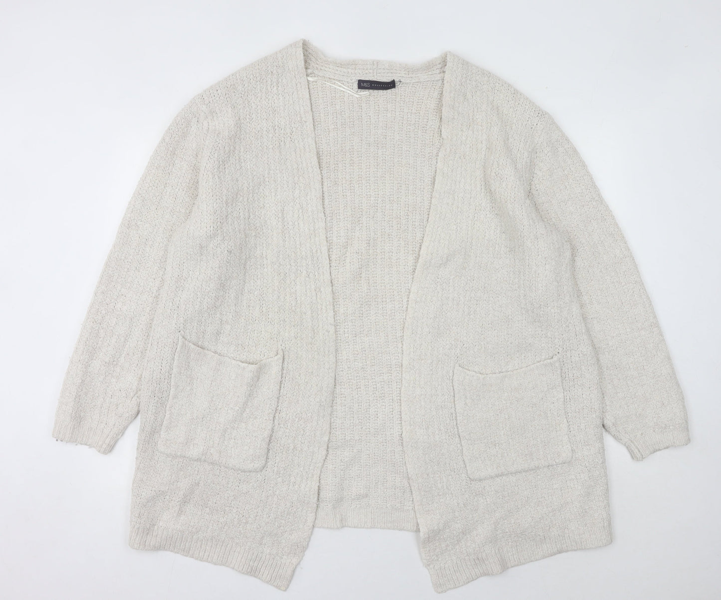 Womens UK Size L Marks and Spencer Beige Cardigan Jumper