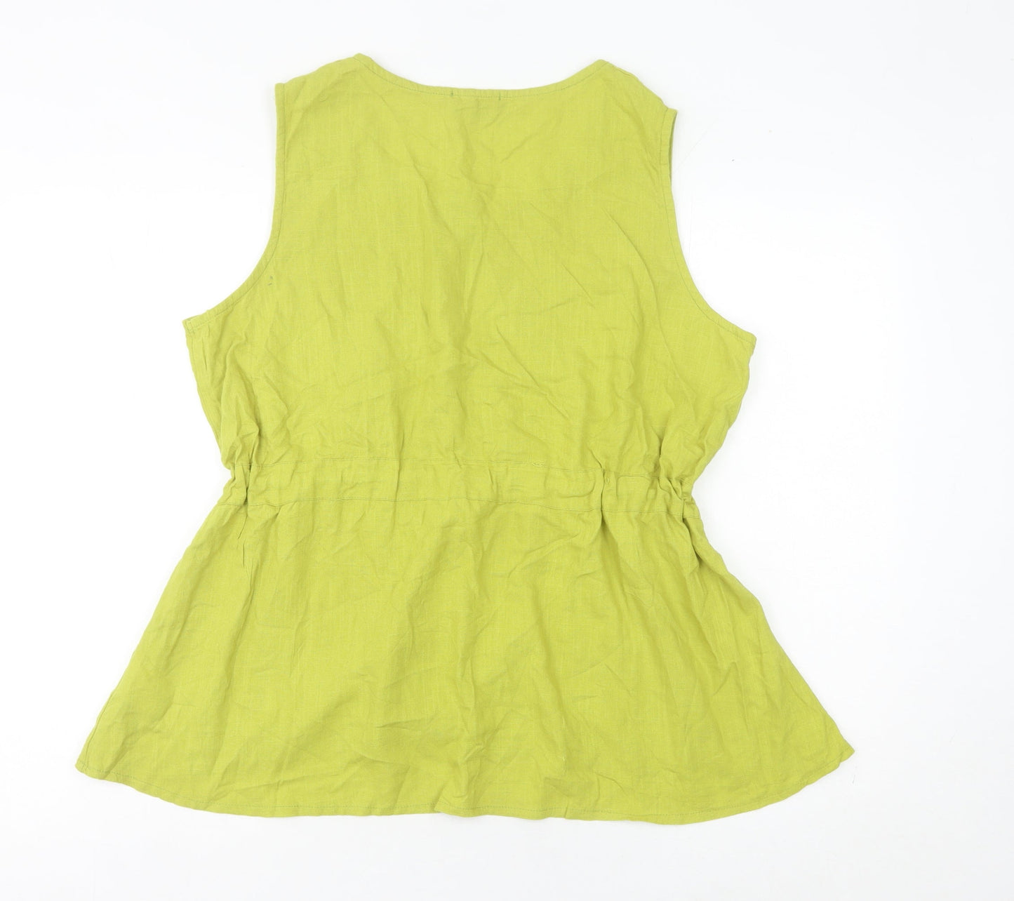 Klass Women’s Green Linen Blend Sleeveless Tunic Blouse XL