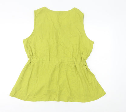 Klass Women’s Green Linen Blend Sleeveless Tunic Blouse XL