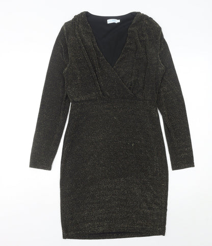 Blue Vanilla Women’s Black Glitter Bodycon Dress Size 10 Knee Length