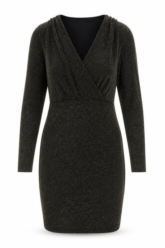 Blue Vanilla Women’s Black Glitter Bodycon Dress Size 10 Knee Length