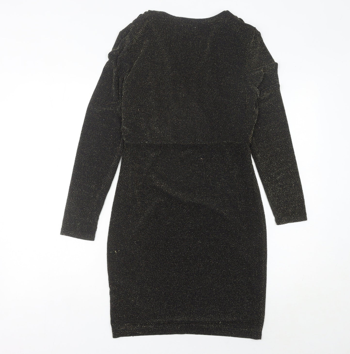Blue Vanilla Women’s Black Glitter Bodycon Dress Size 10 Knee Length
